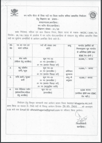 Bihar One Stop Center Notification 2025 PDF